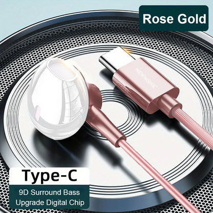 Type-C & 3.5mm Wired Earphones - HiFi Bass Stereo Headset with HD Microphone & Volume Control for iPhone 15–17 and Samsung Phones