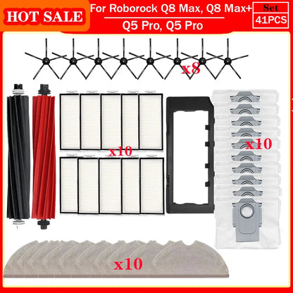 Roborock Q5 Pro & Q8 Max Replacement Parts – Main Brush, Side Brush, HEPA Filter, Mop & Dust Bag Accessories
