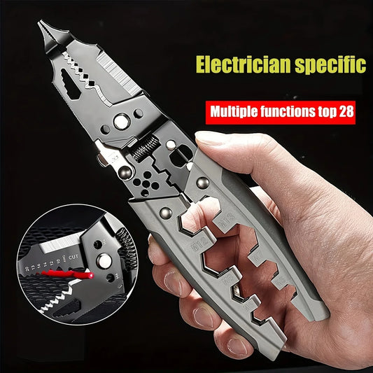 28 In 1 Professional Wire Stripper Tool - 8-Inch Wire Cutter, Crimper, Cable Stripper & Electrical Wiring Tool