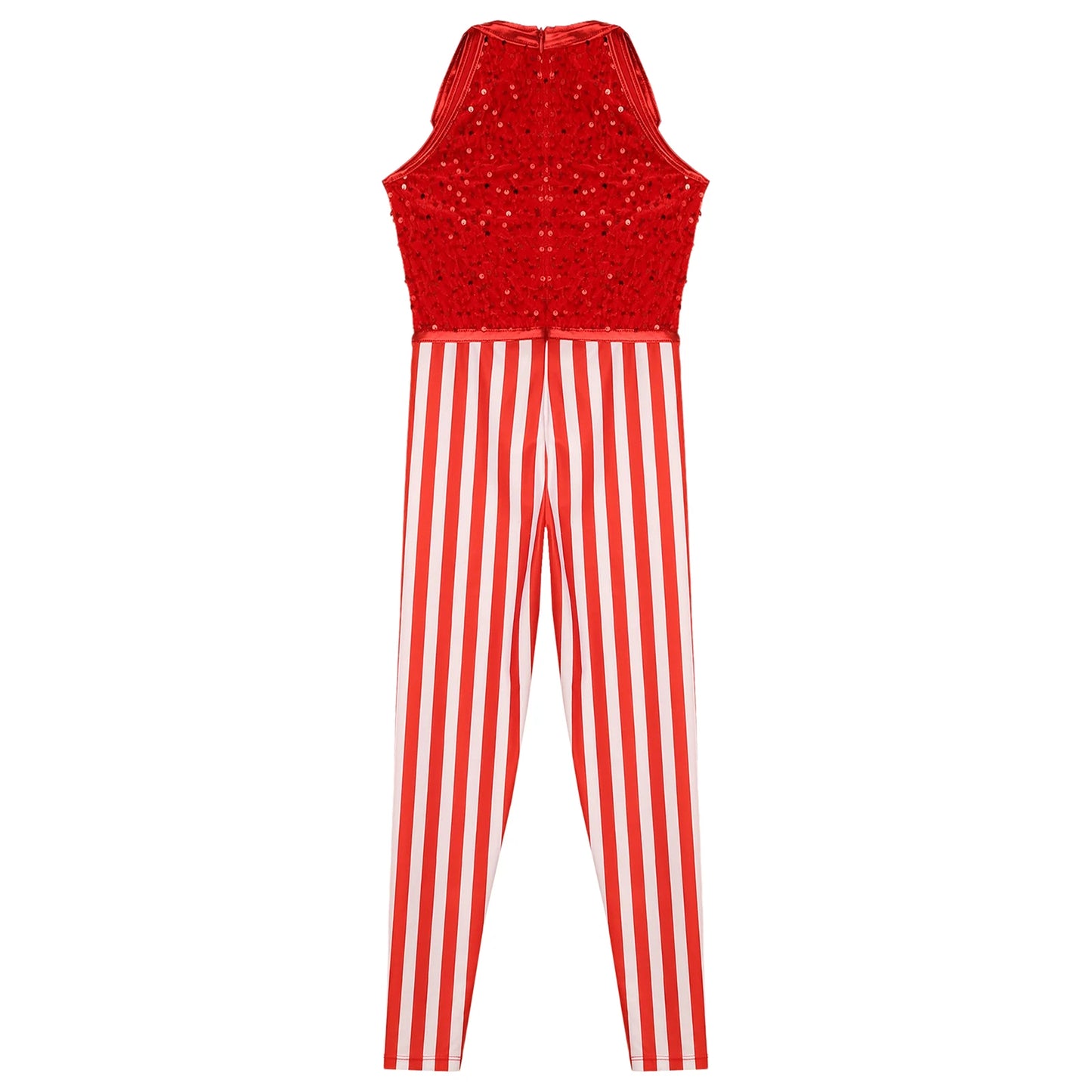 Kids Candy Cane Striped Christmas Tutu Leotard — Sequined Santa Bodysuit for Ballet & Gymnastics