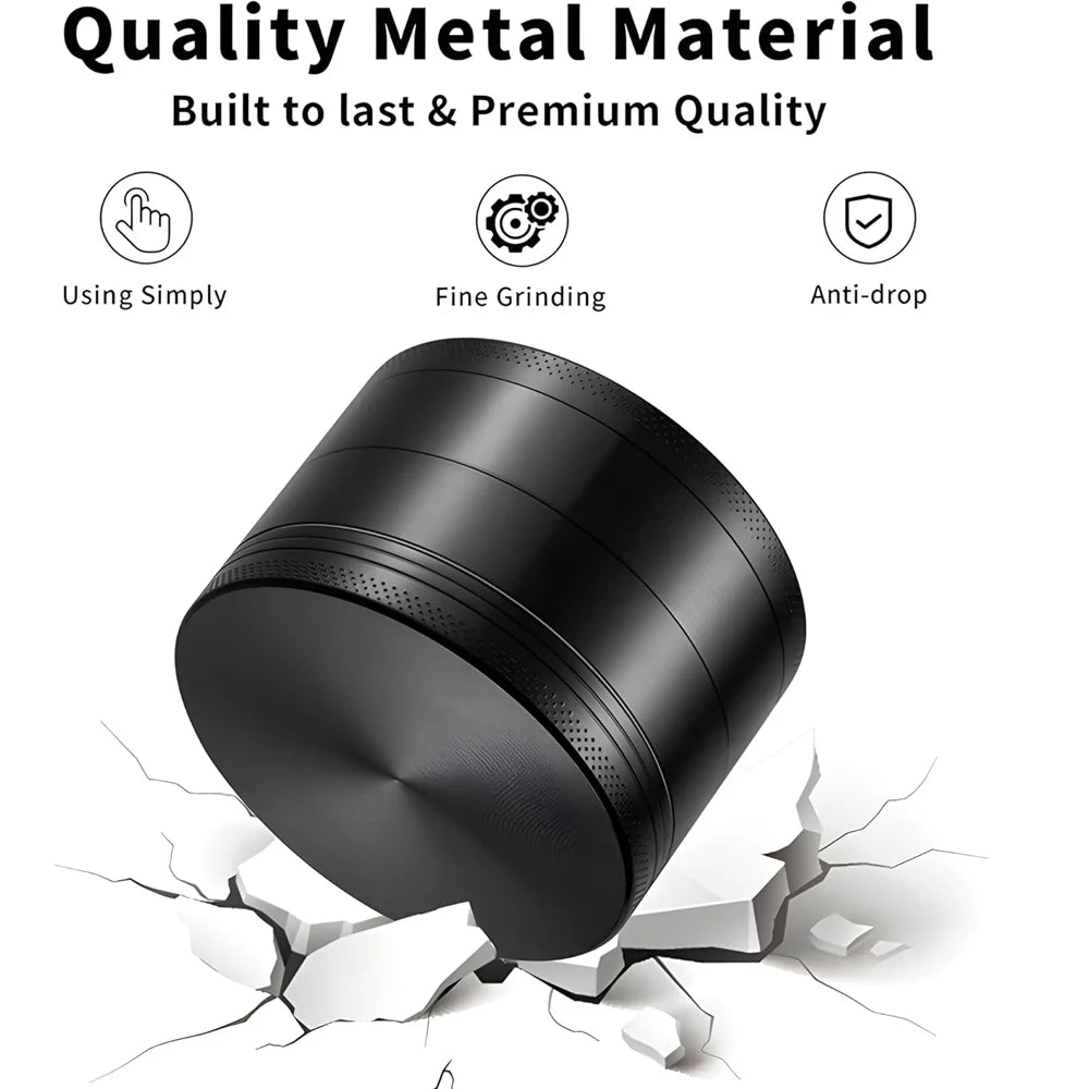 2.5" (63mm) 4-Layer Metal Herb Grinder — Zinc Alloy Tobacco & Spice Crusher for Smoking Accessories