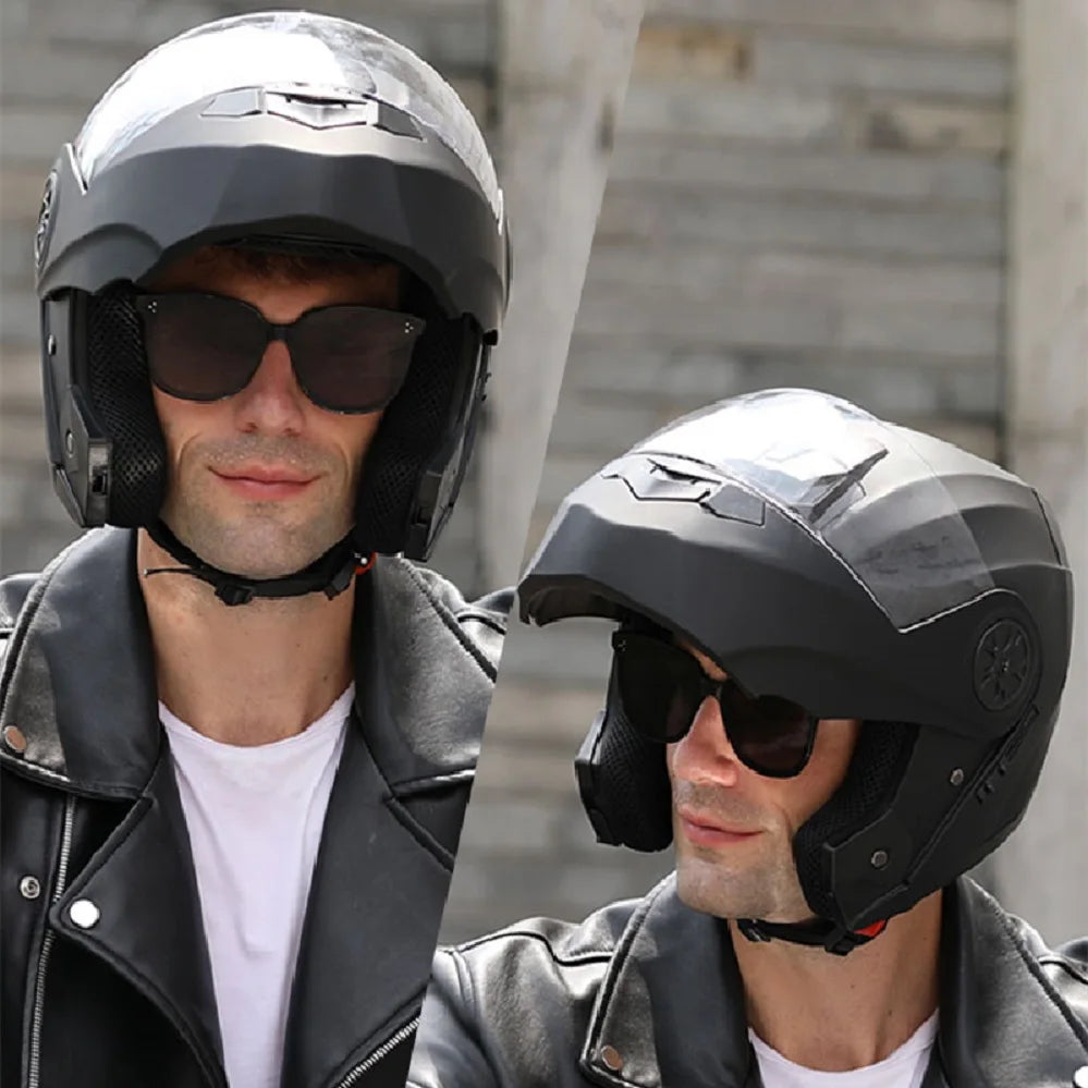 BLD Personalized Full Face Motorcycle Helmet – Dual Lens Modular Flip-Up Casco Moto for Men & Women