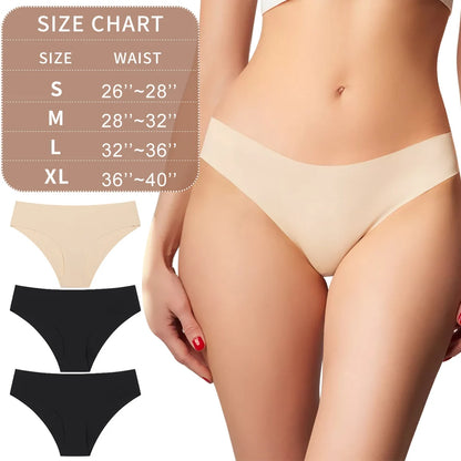 3PCS Sexy Seamless Low-Rise Women’s Underwear — Comfortable Invisible Solid Panties, Lingerie Briefs S-XL
