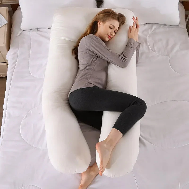 Soft Fleece U-Shaped Pregnancy Pillow – Multi-Function Side & Lumbar Support Cushion for Women