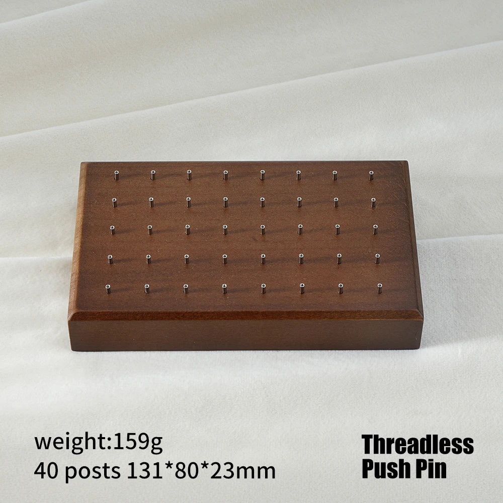 High-Quality Beech Wood Jewelry Display Stand — Push Pin Holder for 16G/14G Threadless Piercing & Body Jewelry