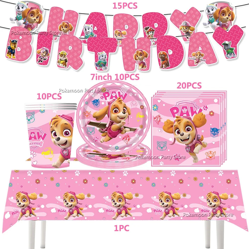 Paw Patrol Kids Birthday Party Supplies Set – Cups, Plates, Napkins, Gift Bags & Cake Toppers Decorations Kit
