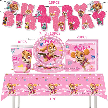 Paw Patrol Kids Birthday Party Supplies Set – Cups, Plates, Napkins, Gift Bags & Cake Toppers Decorations Kit