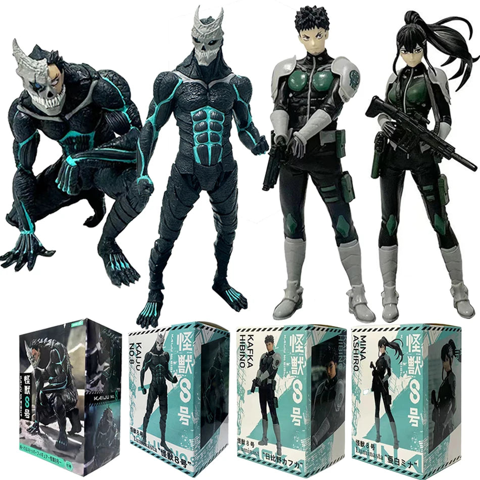 In Stock 1-4PCS Kaiju No. 8 Anime Figures — Kafka Hibino & Mina Ashiro PVC Action Dolls Toy Model Gifts for Kids