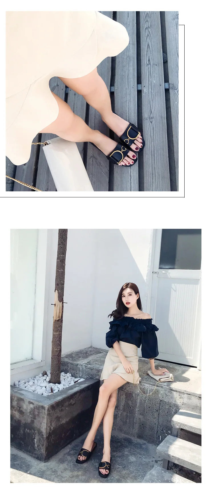 Women’s Flat Slippers — Summer Leather Square Toe Flats, Designer Slides & Luxury Sandals