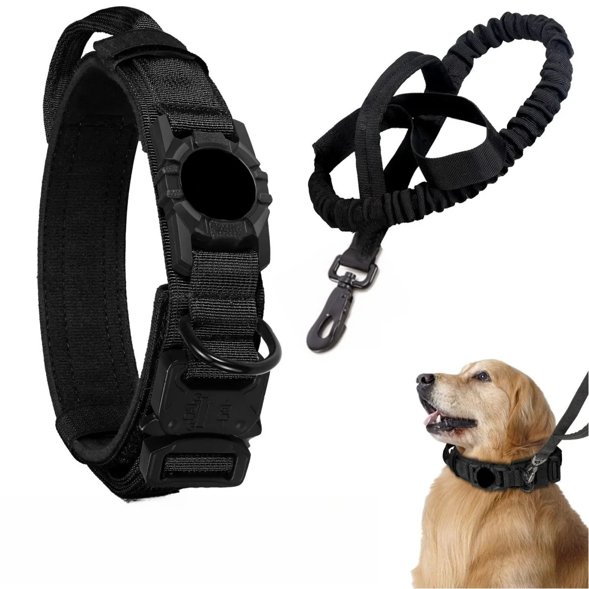 Adjustable Nylon AirTag Dog Collar with Metal Buckle – Anti-Lost Tactical Pet Tracking Accessory