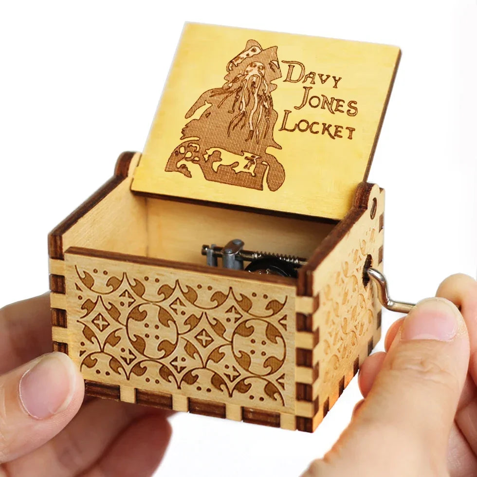 Wooden Hand Crank Jurassic Park Music Box – Classic Theme Melody Gift for Kids & Collectors
