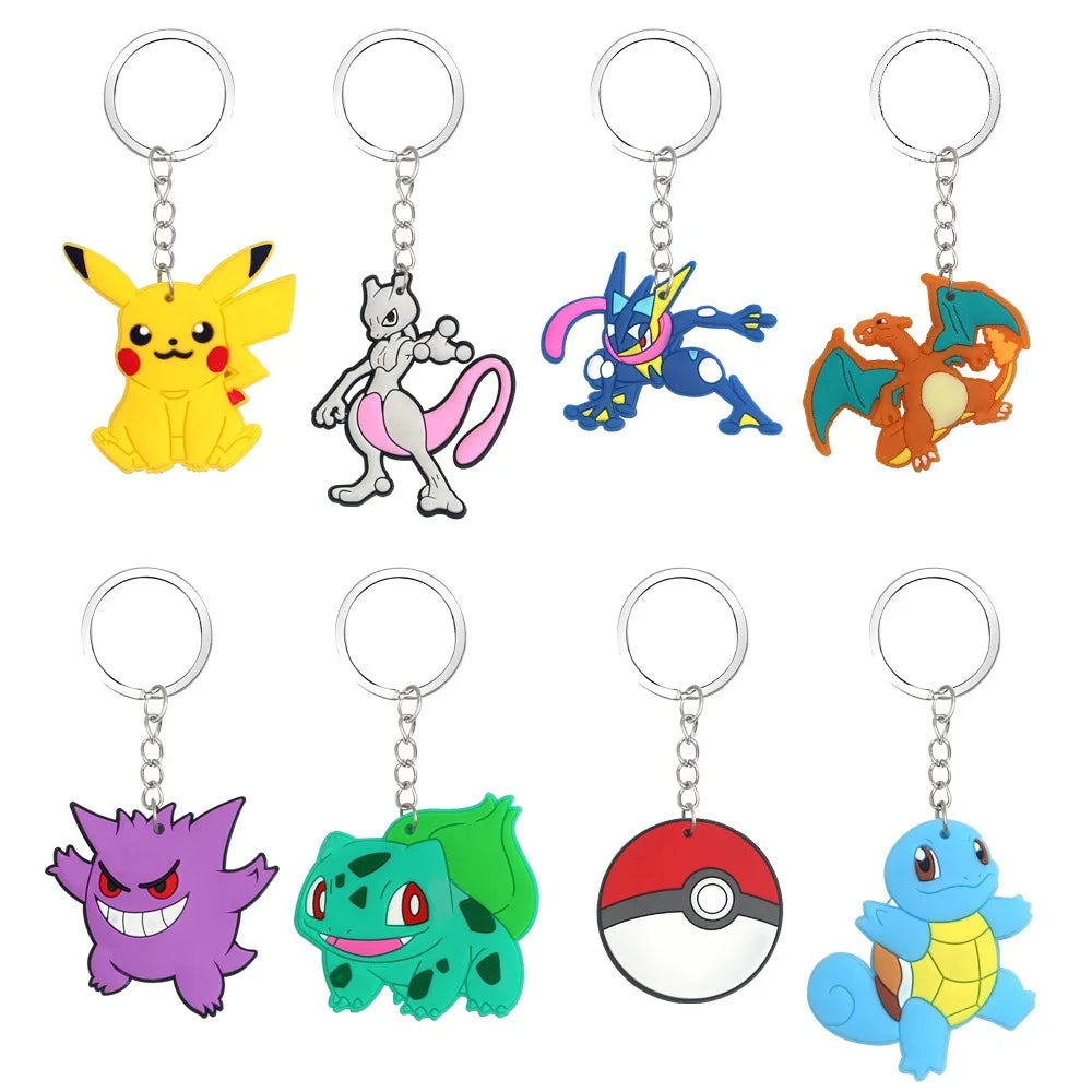 Pokémon PVC Keychain Set — Pikachu & Gengar Anime Figures, Cartoon Bag Pendant Accessories for Kids’ Birthday & Christmas Gifts
