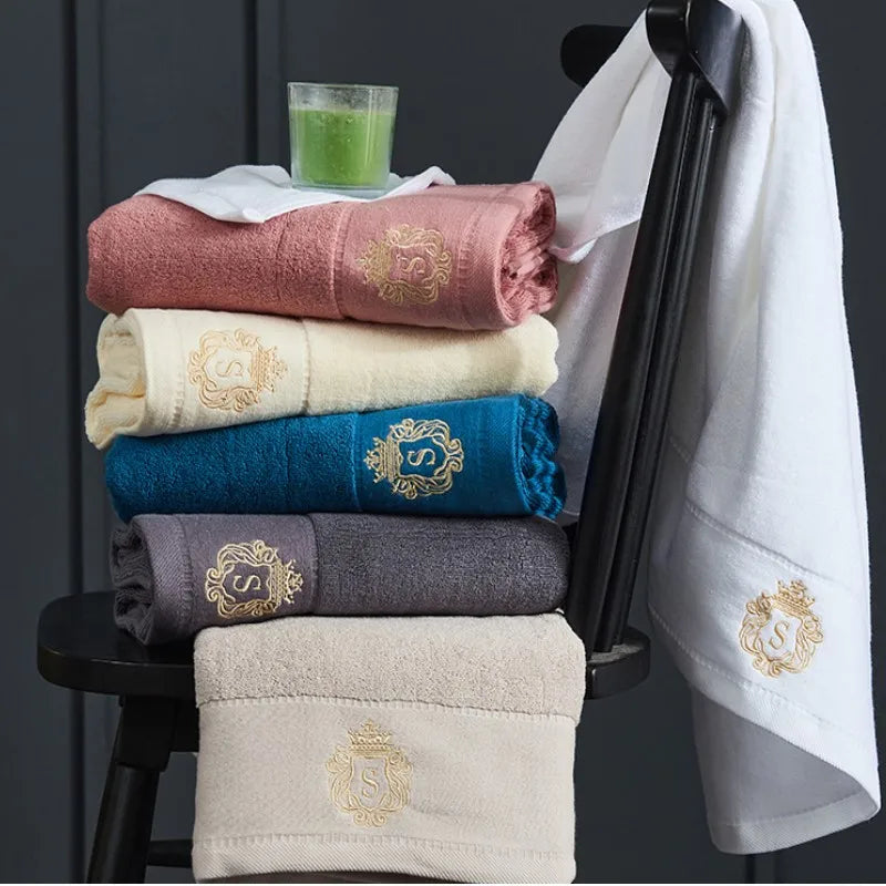 1/5/10PCS Cotton Towels Set – Hand Face Bath Towels 35x75cm & 70x140cm Soft Absorbent Sports Gift Towels Blue White