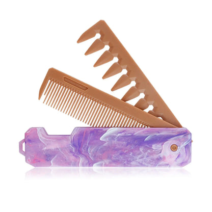2-in-1 Pocket Folding Comb – Wide Tooth & Beard Comb for Hair Styling and Barber Use