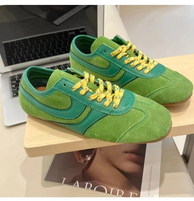 Women’s 2024 Genuine Leather Sneakers – Casual Spring Flat Training Shoes for Ladies