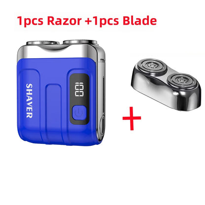 Mini Electric Smart Shaver – Household & Car Use, Dual Blade Rechargeable Beard Trimmer with Digital Display