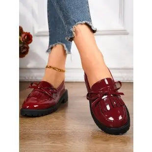 Women’s Platform Loafers 2026 – PU Leather Tassel Slip-On Casual Flats, Comfortable Spring Shoes, Plus Size Available