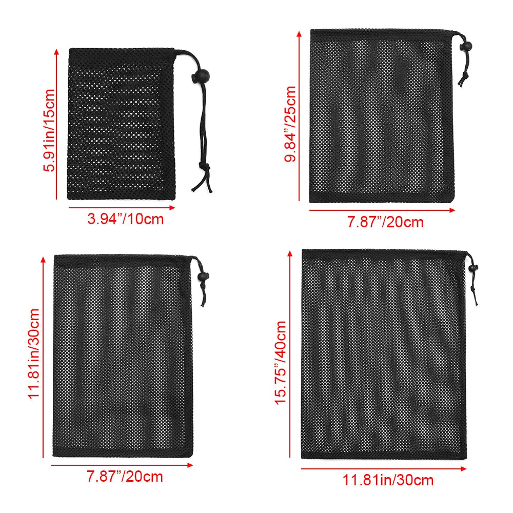 Durable Nylon Mesh Drawstring Bag – Multi-Purpose Outdoor Travel Storage Pouch for Camping Gear