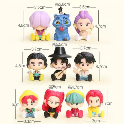 Q Version 10pcs Kpop Demon Hunters Action Figures – Tiger, Rumi, Mira & Zoey Collectible Dolls for Fans