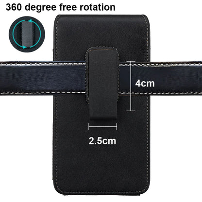 Universal Magnetic Leather Phone Belt Clip Case – 360° Rotating Waist Holster for iPhone, Samsung & Xiaomi