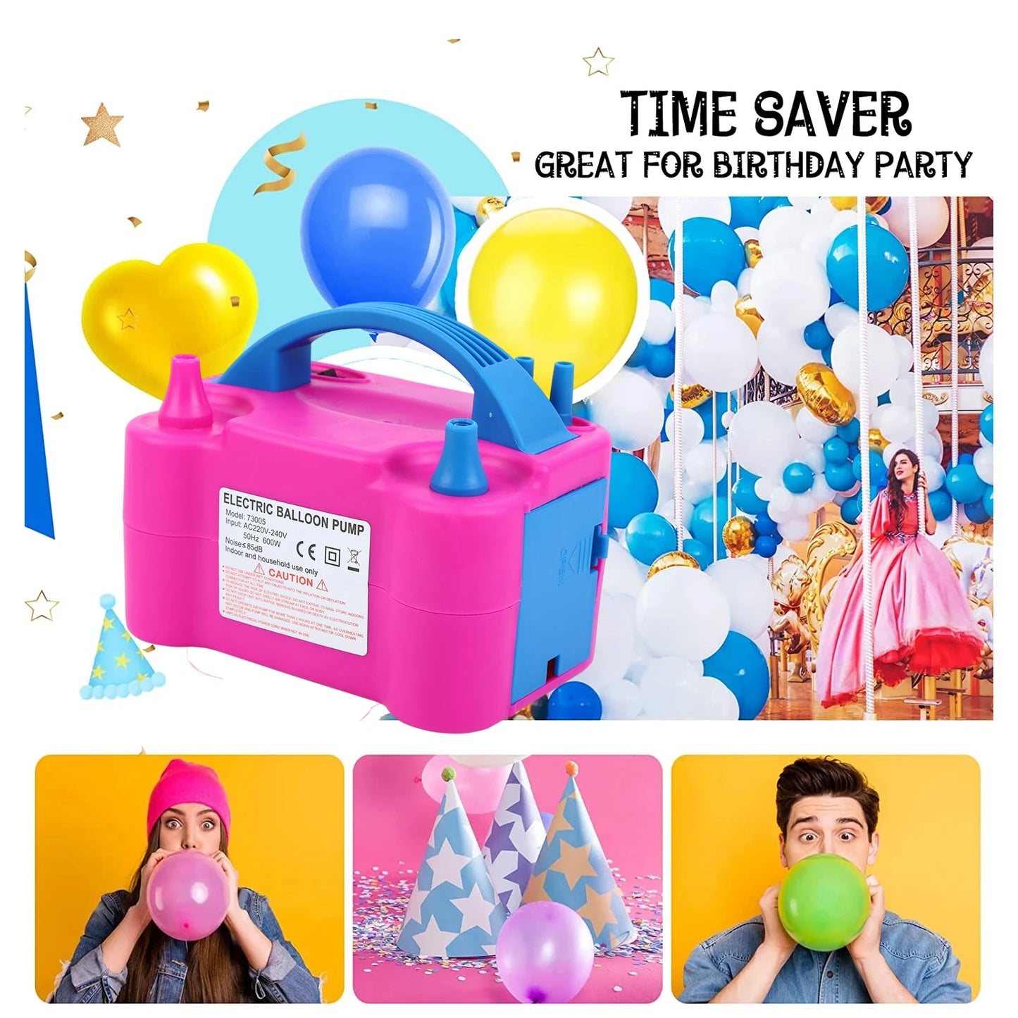 Samger 220V Electric Balloon Air Pump: High-Power Two-Nozzle Inflator for Fast Party Decorations
