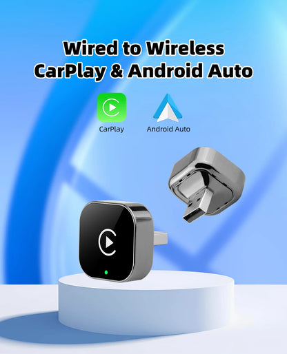 EKIY 2-in-1 Wireless CarPlay & Android Auto Adapter — AI Smart Box for Cars with Wired CarPlay Support