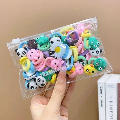 10/20PCS Cute Cartoon Hair Bands – Soft Elastic Scrunchies for Girls & Kids, Gentle on Hair