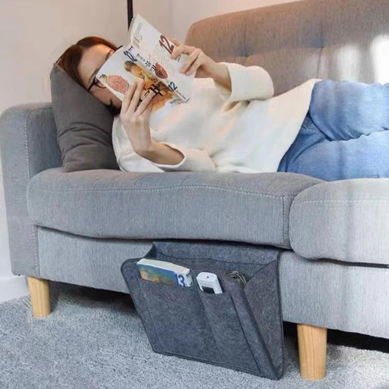 Felt Bedside Storage Organizer — Anti-Slip Hanging Pouch for Bed & Sofa