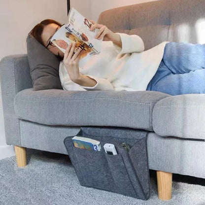 Felt Bedside Storage Organizer — Anti-Slip Hanging Pouch for Bed & Sofa