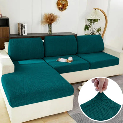 Elastic Jacquard Sofa Cover – Solid Grey Washable Seat Cushion Slipcover Furniture Protector for Sectional Living Room Sofa