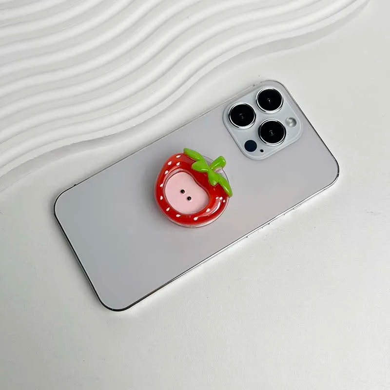 Cute Fruit Phone Holder - Resin Red Apple Foldable Phone Stand & Decorative Socket Grip
