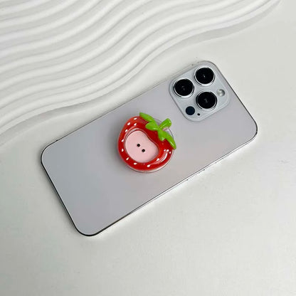 Cute Fruit Phone Holder - Resin Red Apple Foldable Phone Stand & Decorative Socket Grip