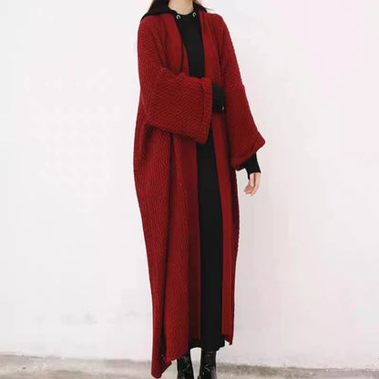 Thick Loose Long Cardigan Sweater Coat – Long Sleeve Warm Knit Outerwear, V-Neck Casual Office Jacket for Women, Fall & Winter