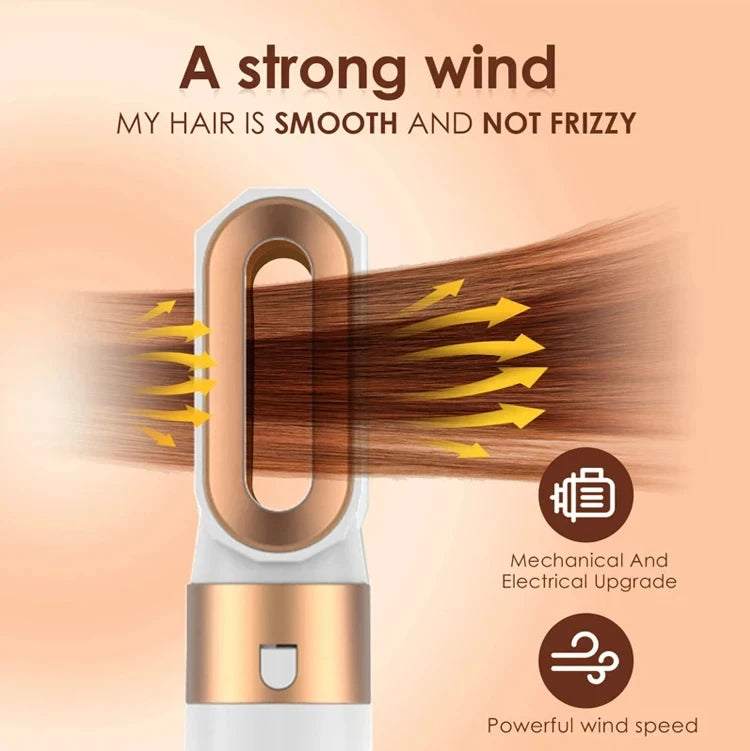 5 in 1 Low Noise Hair Styler – Professional Curling, Straightening & Drying Hot Air Brushes | 1000W