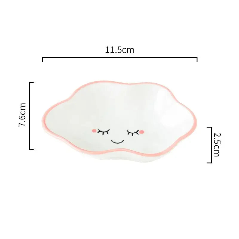 Ceramic Cute Cloud Dipping Sauce Dish — Hot Pot Seasoning Bowl, Soy Vinegar Plate, Salad & Dessert Tableware for Kitchen