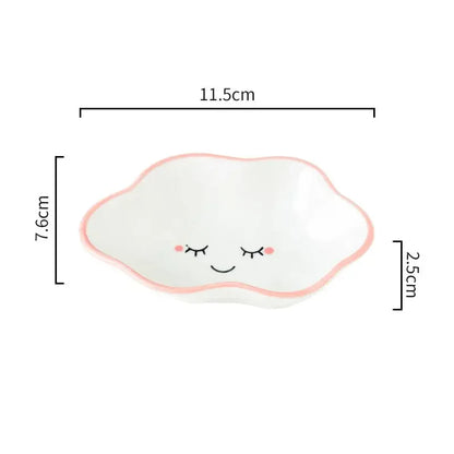 Ceramic Cute Cloud Dipping Sauce Dish — Hot Pot Seasoning Bowl, Soy Vinegar Plate, Salad & Dessert Tableware for Kitchen