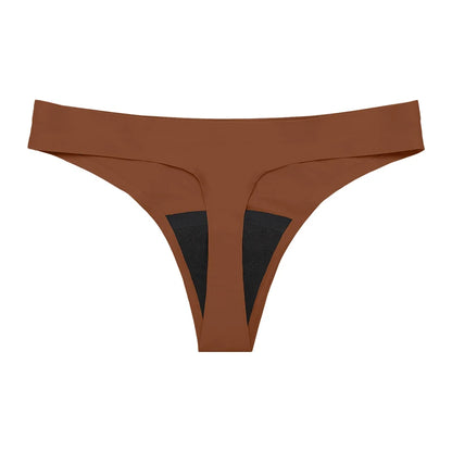 New Design Seamless Low Waist Leak-Proof Menstrual Thong Panties – 4 Layer Washable, Light Flow Period Underwear for Women