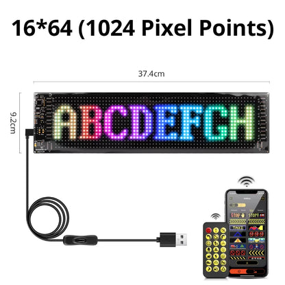 Flexible RGB LED Matrix Display Panel - Bluetooth Scrolling Text, Animations & Smart Car Advertising Light