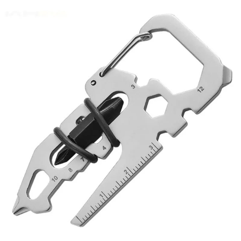 Stainless Steel Carabiner Keychain – Multifunction Bottle Opener & Outdoor Camping Climbing Tool