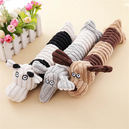 Plush Squeaky Dog Chew Toy - Interactive Teeth Cleaning Toy for Small & Medium Dogs