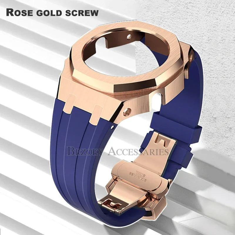GEN4 Casioak GA2100 Mod Kit – Stainless Steel Case, Bezel, and Rubber Strap Replacement for G-SHOCK GA2100/GA2110