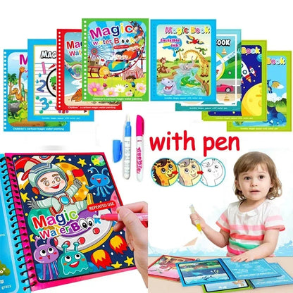 Children's Early Education Magical Water Drawing Book – Reusable Coloring Book with Pen, Creative Educational Toy Gift