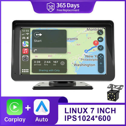 7 Inch Wireless CarPlay & Android Auto Car Radio Stereo Multimedia System with Bluetooth GPS – Universal Fit for Benz, BMW, VW & KIA Vehicles