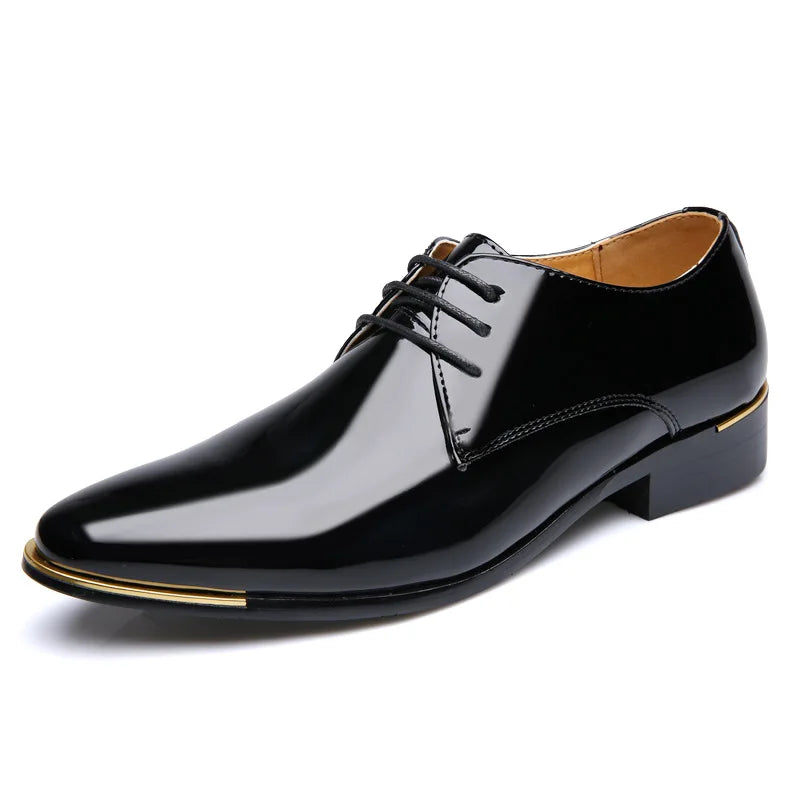 Men’s Leather Pointed Toe Dress Shoes - Business Wedding Party Formal Dance Shoes