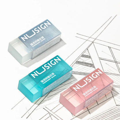 Cute Transparent Soft Eraser Set – Minimalist Solid Color School Erasers for Students & Stationery Supplies