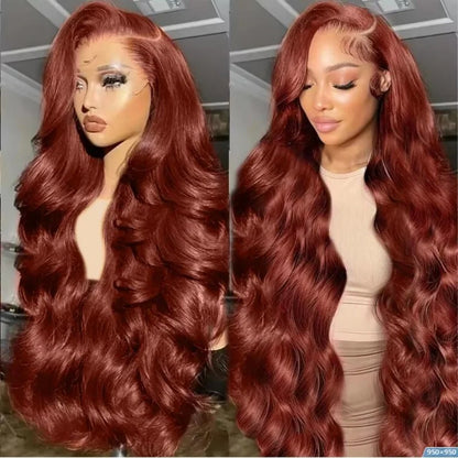 HD 13x4 Reddish Brown Lace Front Wig – Glueless Brazilian Body Wave Human Hair Wig, Red Brown Lace Frontal