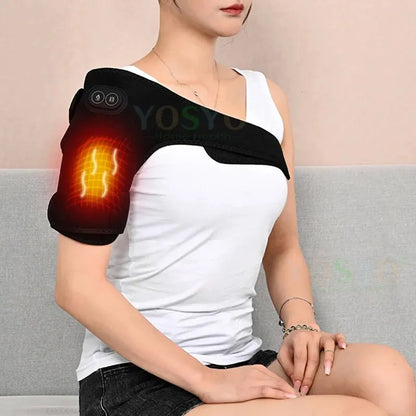 Electric Shoulder Brace & Heated Knee Massager - Vibration Massage Support Strap with Adjustable Three Heating Levels