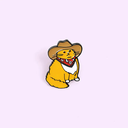 Cartoon Fat Cat with Hat Brooch – Enamel Pin for Backpack, Hat, Shirt & Lapel, Perfect Gift for Friends