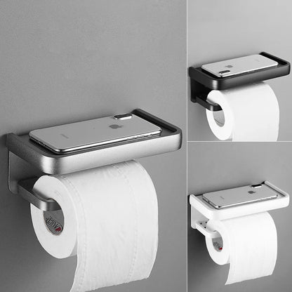 ELLEN Black Toilet Paper Holder with Storage Shelf - Multifunctional Roll Paper Holder EL609