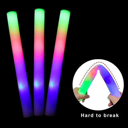 30Pcs Foam Glow Sticks – Colorful LED Flashing Glow Sticks with 3 Modes for Parties, Weddings & Concerts
